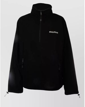 Miu Miu Jacket High Collar Long Sleeves Adjustable Hem - Black
