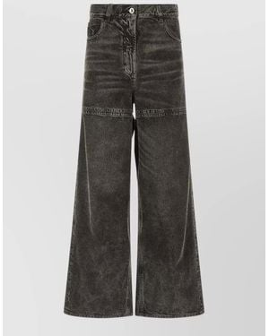 The Attico Cotton Cutout Wide-Leg Jeans - Grey
