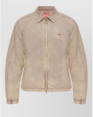 DIESEL Nylon Jacket Shirt Collar Long Sleeves - Natural