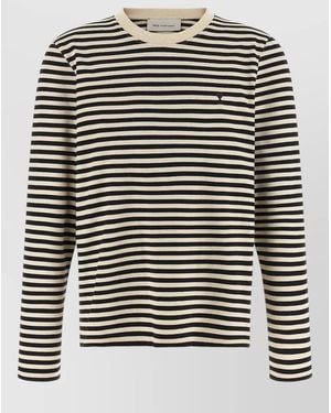 Ami Paris Ami De Coeur Striped Knit Long Sleeve - Black