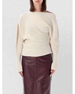 Alberta Ferretti Ribbed Asymmetric Wool Silk Cashmere Sweater - White