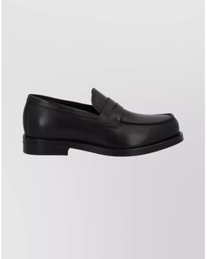 BOSS Round Toe Loafers Featuring Rubber Sole - Black