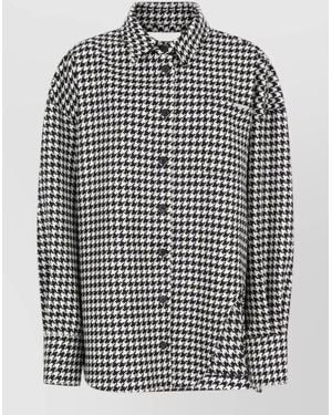 The Attico Houndstooth Wool Hybrid Bomber Shirt - Multicolour