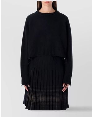 Low Classic Cropped Distressed Wool Jumper - Blue