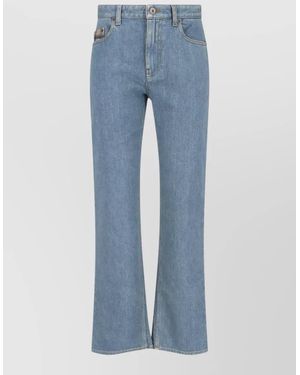 Burberry Straight Pants Belt Loops Back Side Pockets - Blue