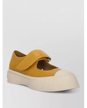 Marni Leather Ballerina Shoes Raised Rubber Sole - Natural