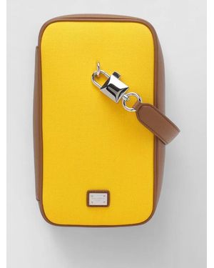 Dolce & Gabbana Leather And Canvas Shoulder Bag - Yellow
