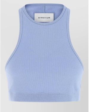 ARMARIUM Filippa Ribbed Round Neck Stretch Top - Blue