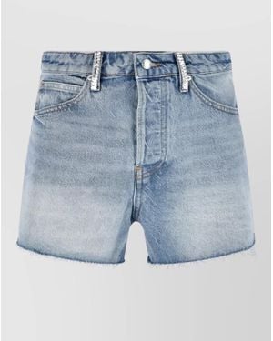 Alexander Wang Straight Shorts Belt Loops Back Pockets - Blue
