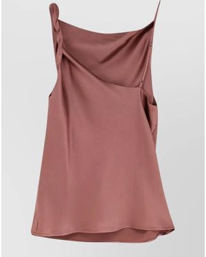 Alysi Satin Top Adjustable Strap Asymmetrical Cutout Back - Red