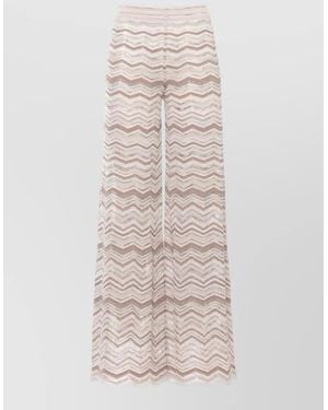 D.exterior High Waisted Wide Leg Patterned Trousers - Natural