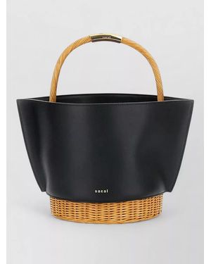 Sacai Leather Bucket Shoulder Bag - Blue