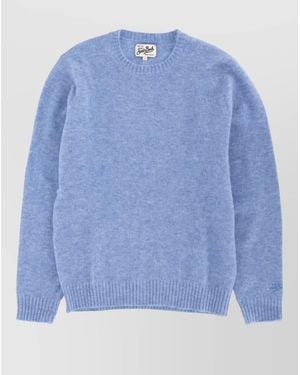 MC2 Saint Barth Wool Knit Jumper Ribbed Cuffs Hem - Blue
