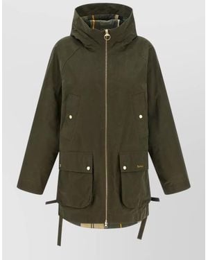 Barbour Middlemarch Hooded Raincoat Drawstring Waist - Green