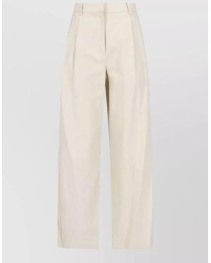 DUNST Straight-Leg Wide-Leg Trousers - Natural