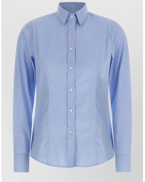 Xacus Sara Collared Shirt Long Sleeves Pleated Back - Blue