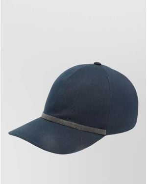 Brunello Cucinelli Casual Hat Contrast Band Curved Brim - Blue