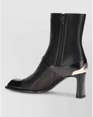 McQueen Leather Ankle Boots - Black