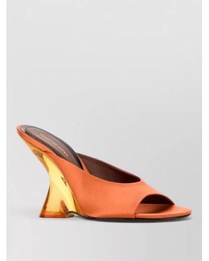 Dries Van Noten Satin Mules Open Back Peep Toe - Pink