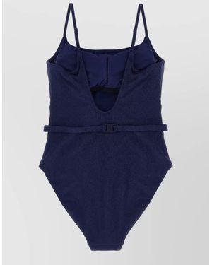 Polo Ralph Lauren Kennedy One Piece Swimsuit Belted Waist Straps - Blue