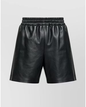 Gucci Leather Bermuda Shorts With Elasticated Waist - Black