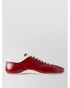 Dries Van Noten Lace Up Low Top Rubber Sole Shoes - Red