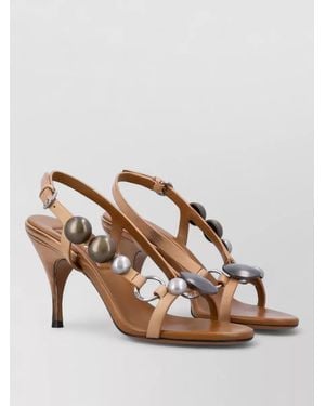 Miu Miu High Heel Leather Sole Sandals Slingback - Pink