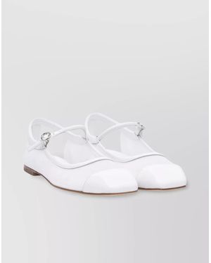 Aeyde Round Toe Ballerina Shoes With Contrast Piping - White