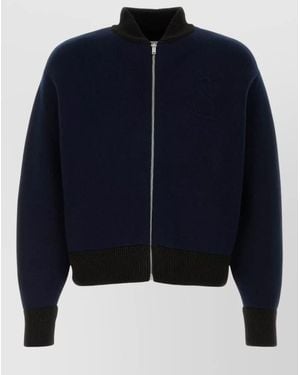 Jil Sander Wool Blend Bomber Jacket - Blue