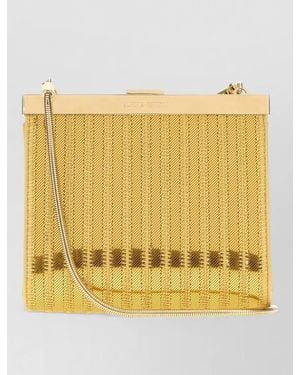 Alberta Ferretti Fabric Clutch Chain Strap Metallic Finish - Yellow