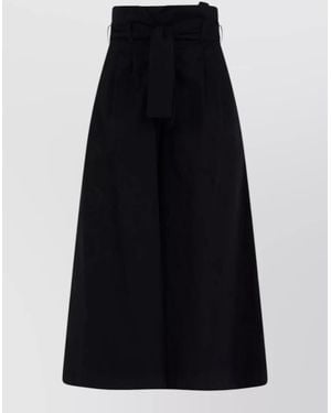 SIMONA CORSELLINI High Waist Ankle Length Belted Pants - Black
