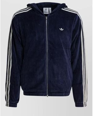 adidas Originals Wales Bonner Velour Hooded Zip Jacket - Blue