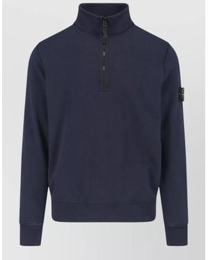 Stone Island Long Sleeve Sweatshirt Ribbed Cuffs Detail - Blue