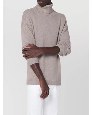 Loro Piana Cashmere Turtleneck Jumper Side Slits - Grey