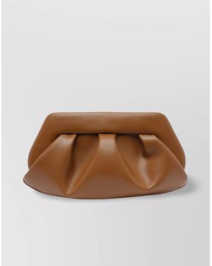 THEMOIRÈ Pleated Rectangular Cross-Body Bag With Removable Strap - Brown