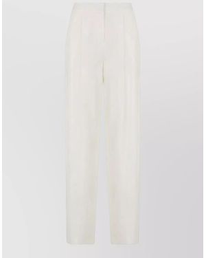 Elisabetta Franchi High Waist Straight Leg Tailored Pants - White