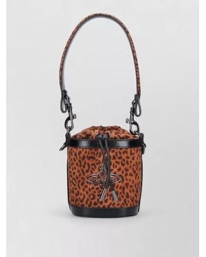 Vivienne Westwood Bucket Bag Leopard Print Chain Strap - White