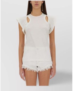 Isabel Marant Ruffled Sleeve Cut-Out T-Shirt - White