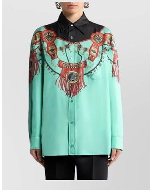 Etro Printed Silk Relaxed-Fit Shirt - Green