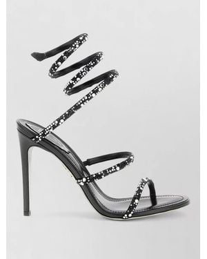 Rene Caovilla Cleo Stiletto Sandals Open Toe Spiral Straps - Multicolour