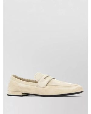 Prada Leather Loafers Round Toe Design - Natural