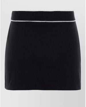 Marine Serre Stretch Cotton Mini Skirt Contrast Trim Drawstring - Black