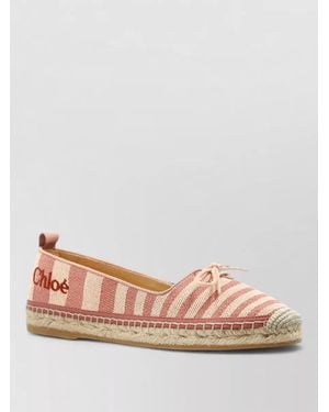 Chloé Isla Ballerina Espadrilles Striped Canvas Knot - Pink