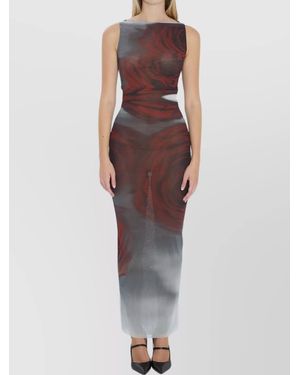 Jean Paul Gaultier Floral Maxi Dress With Blurry Roses Print - Multicolor