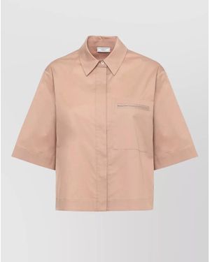 Peserico Cotton Short-Sleeve Shirt - Natural