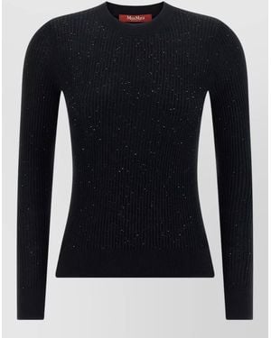 Max Mara Marabu Knit Top Crew Neck Sparkle - Black