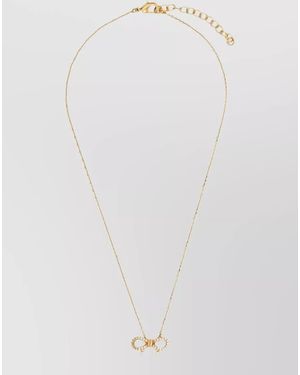 Ferragamo Crystal-Embellished Bow Pendant Necklace - White