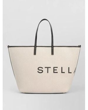 Stella McCartney Canvas Tote Bag Contrast Trim Grape - Natural