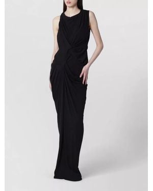 Entire studios Draped Detail Maxi Dress Round Neckline Sleeveless - Black