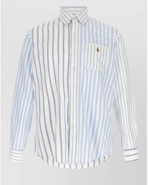 Polo Ralph Lauren Oxford Shirt Striped Patchwork Button Collar - White